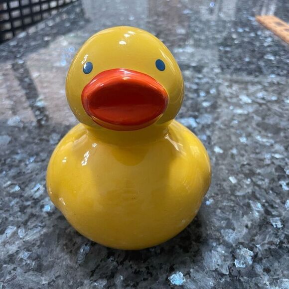 Vintage Yellow Rubber Duck Ceramic Coin Bank – 5” Tall - Picture 2 of 8